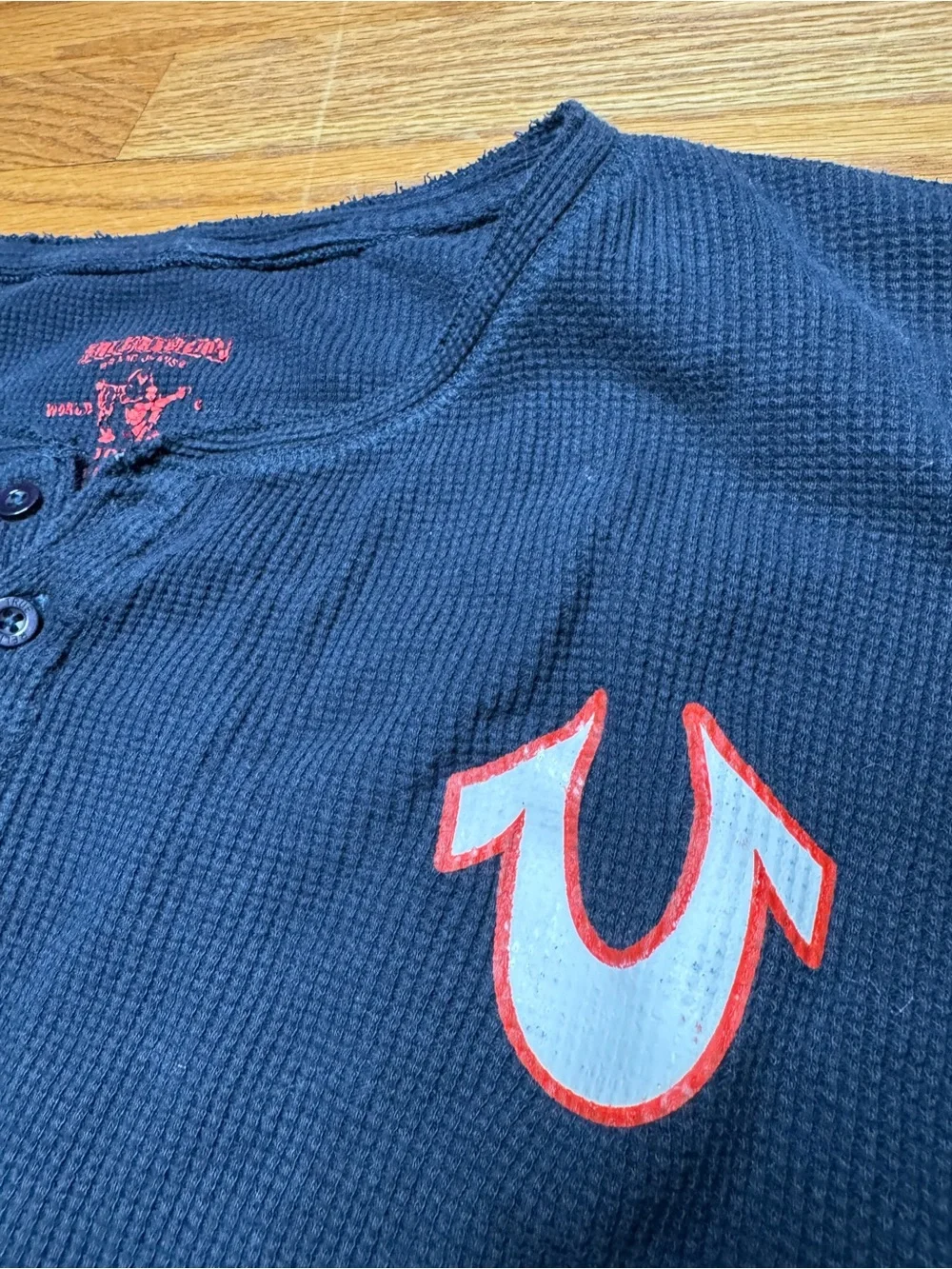 Vintage True Religion Y2K Thermal Long Sleeve Shirt Men’s XL Blue Vtg 2000s